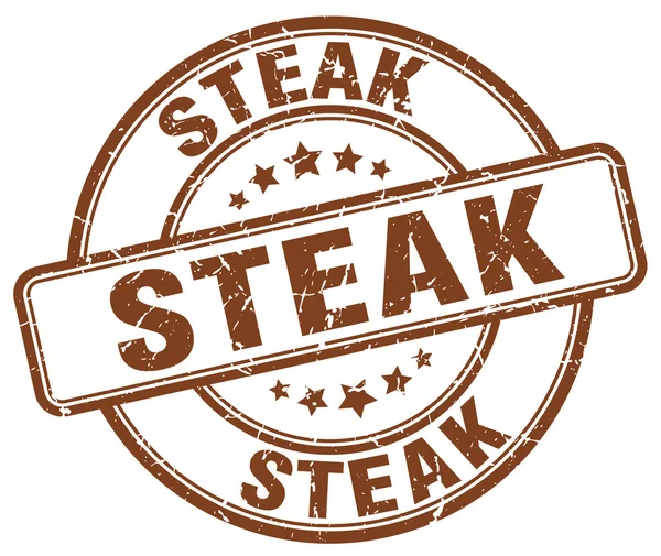 Steak marron grunge rond timbre en caoutchouc vintage — Image vectorielle