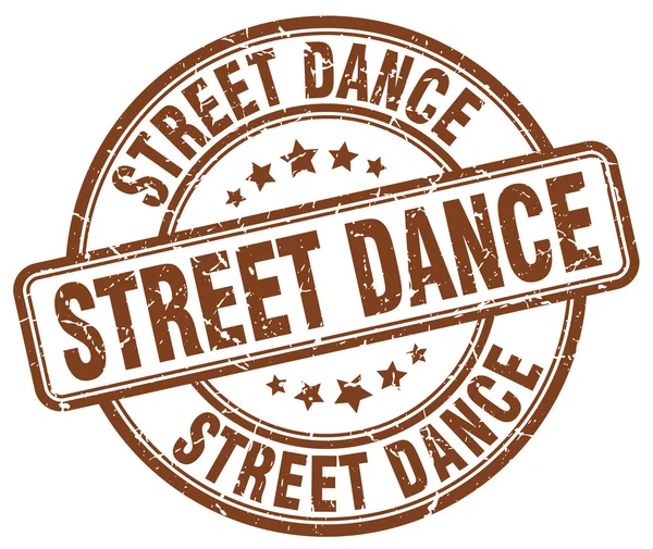 Dança de rua grunge marrom redondo selo de borracha vintage — Vetor de Stock