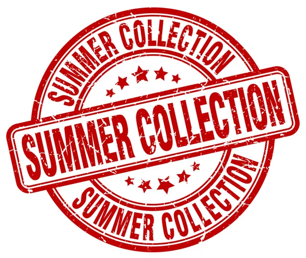 Καλοκαίρι συλλογή κόκκινο grunge στρογγυλή εκλεκτής ποιότητας καουτσούκ σφραγίδα — Διανυσματικό Αρχείο