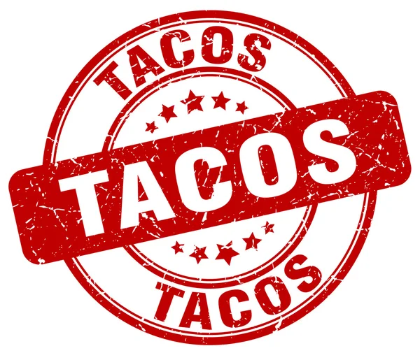 Tacos röda grunge runda vintage gummistämpel — Stock vektor