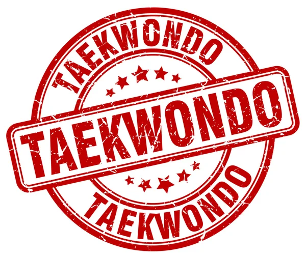 Taekwondo grunge rojo redondo sello de goma vintage — Vector de stock