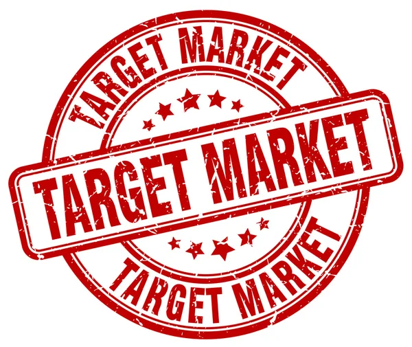 Target market red grunge round vintage rubber stamp — Stock Vector