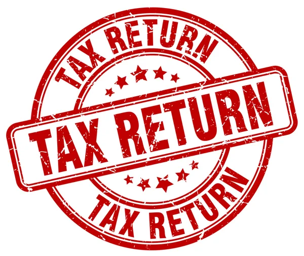 Tax return red grunge round vintage rubber stamp — Stock Vector