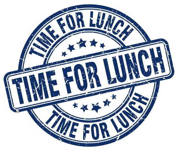 Tiempo para el almuerzo grunge azul ronda sello de goma vintage — Vector de stock