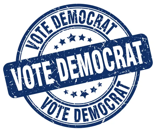 Vote democrat blue grunge round vintage rubber stamp — Stock Vector
