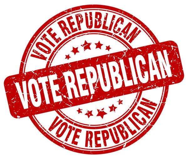 Голосуйте за республиканскую красную гранжевую круглую винтажную резиновую печать — стоковый вектор