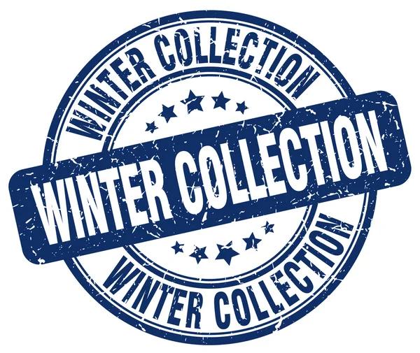 Collezione invernale grunge blu rotondo timbro di gomma vintage — Vettoriale Stock