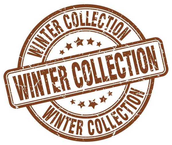 Collezione invernale marrone grunge rotondo timbro di gomma vintage — Vettoriale Stock
