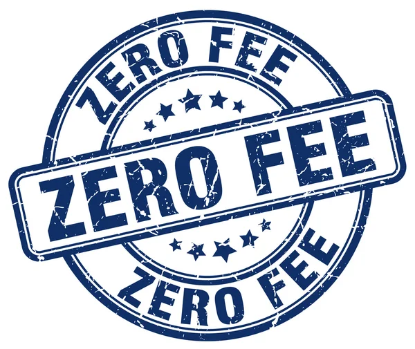 Zero fee blue grunge round vintage rubber stamp — Stock Vector