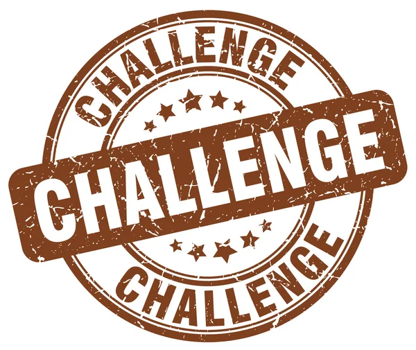 도전 갈색 그런 지 라운드 빈티지 고무 스탬프.challenge 스탬프.challenge 라운드 stamp.challenge 그런 지 스탬프.challenge 빈티지 스탬프. — 스톡 벡터