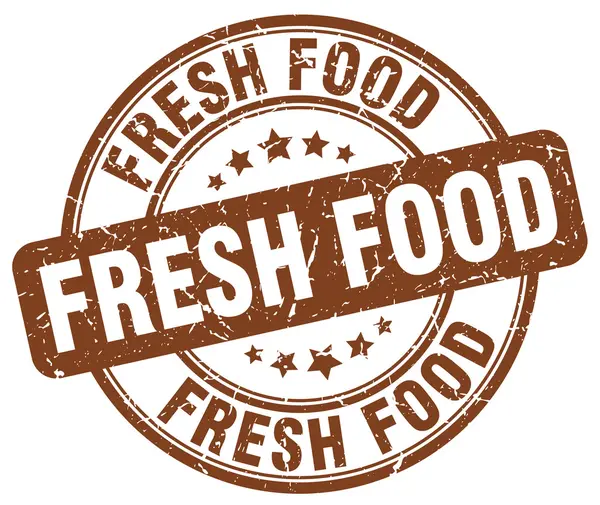 Fresh food brown grunge round vintage rubber stamp.fresh food stamp.fresh food round stamp.fresh food grunge stamp.fresh food.fresh food vintage stamp. — Stockvector