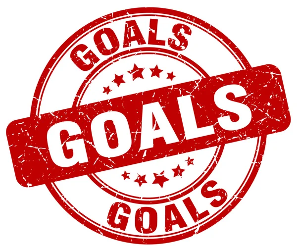 Целей красный гранж круглый винтажный каучук stamp.goals stamp.goals раунд stamp.goals гранж stamp.goals.goals винтажный штамп . — стоковый вектор