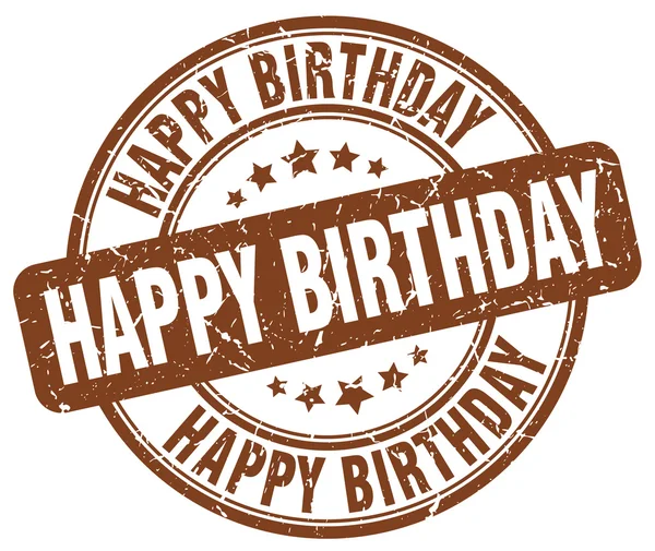 Happy birthday brown grunge round vintage rubber stamp.happy birthday stamp.happy birthday round stamp.happy birthday grunge stamp.happy birthday.happy birthday vintage stamp. — Stockvector