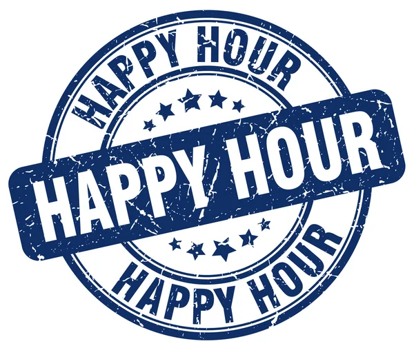 Happy hour blu grunge rotondo vintage timbro di gomma. happy hour timbro orario timbro rotondo. happy hour grunge timbro orario. happy. happy hour timbro vintage . — Vettoriale Stock