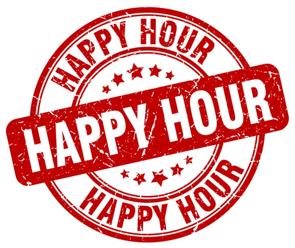 Happy hour rosso grunge rotondo vintage timbro di gomma. happy hour timbro orario timbro rotondo. happy hour grunge timbro orario. happy. happy hour timbro vintage . — Vettoriale Stock