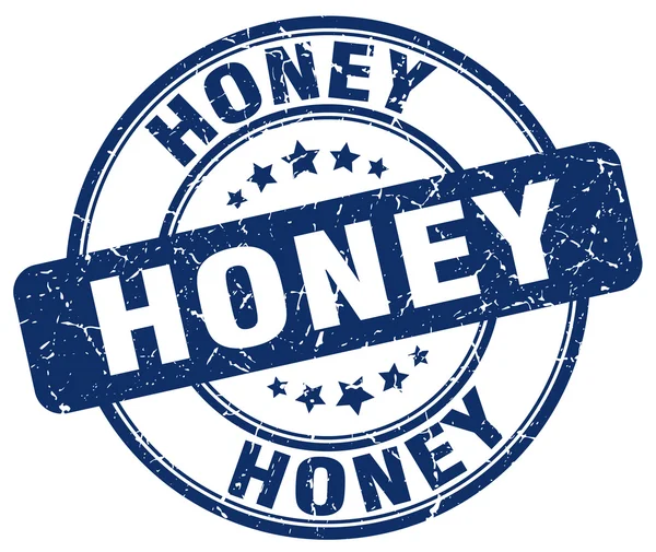Honey blue grunge round vintage rubber stamp.honey stamp.honey round stamp.honey grunge stamp.honey.honey vintage stamp. — 图库矢量图片