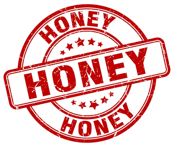Miel rojo grunge ronda vintage caucho stamp.honey stamp.honey ronda stamp.honey grunge stamp.honey.honey sello vintage . — Archivo Imágenes Vectoriales