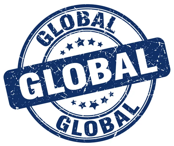 Global blau Grunge runden Vintage-Gummi stamp.global stamp.global Runde stamp.global Grunge stamp.global.global Vintage-Stempel. — Stockvektor