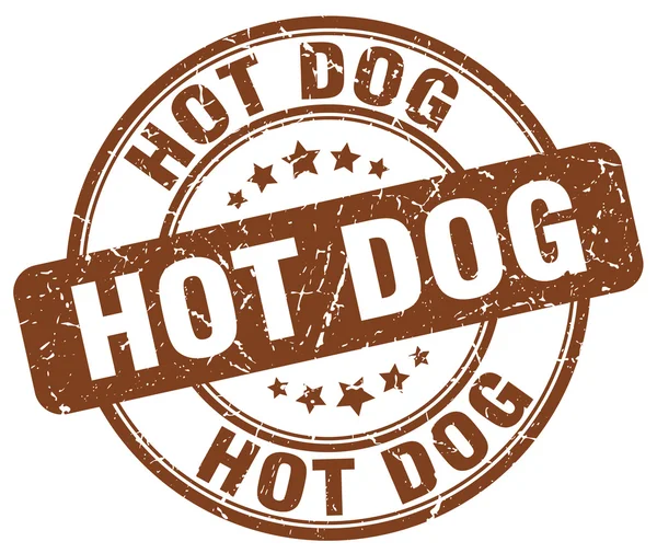 Hot dog maro grunge rotund vintage stamp.hot dog stamp.hot dog rotund stamp.hot dog grunge stamp.hot dog.hot dog vintage stamp . — Vector de stoc