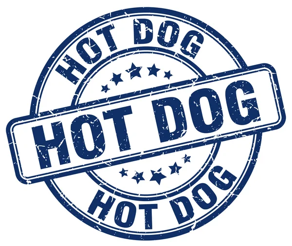 Hot-Dog-blau Grunge runden Vintage-Gummi stamp.hot Hund stamp.hot Hund Runde stamp.hot Hund Grunge stamp.hot dog.hot Hund Vintage-Stempel. — Stockvektor