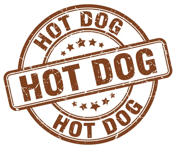 Hot Dog marrom grunge redonda vintage Stamp. Hot cão Stamp. Hot cão carimbo. Hot Dog. Hot cão carimbo.. — Vetor de Stock