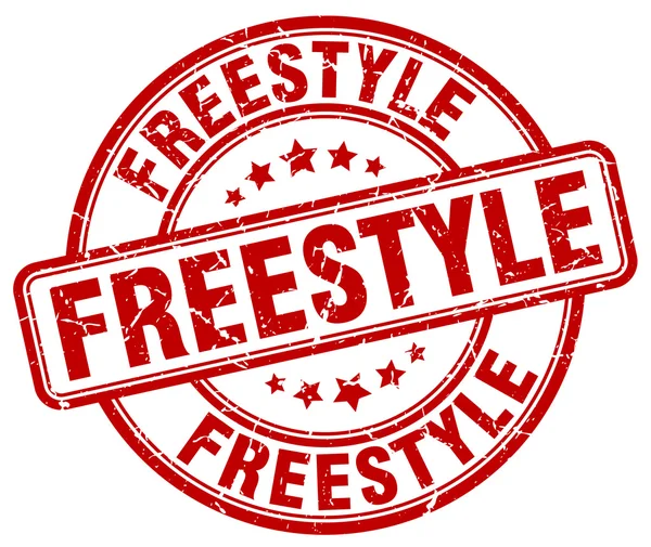 Freestyle red grunge round vintage rubber stamp.freestyle stamp.freestyle round stamp.freestyle grunge stamp.freestyle.freestyle vintage stamp. — Stockvector