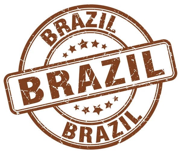 巴西棕色的磨碎圆形老式橡皮图章。巴西邮票。巴西圆形邮票。巴西格伦格邮票。巴西.巴西年份邮票. — 图库矢量图片