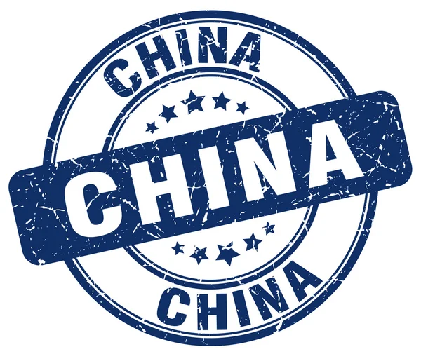 China blue grunge round vintage rubber stamp.China stamp.China round stamp.China grunge stamp.China.China vintage stamp. — Stock Vector