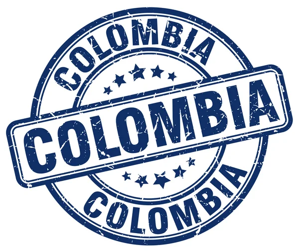 Colombia blu grunge rotondo timbro di gomma vintage. Colombia timbro rotondo. Colombia timbro grunge. Colombia.Colombia timbro vintage . — Vettoriale Stock