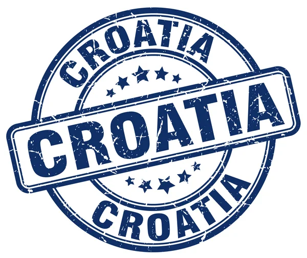 Κροατία μπλε γκραντζ γύρο vintage καουτσούκ σφραγίδα. Η Κροατία γραμματόσημο. Η Κροατική στρογγυλή σφραγίδα. Η Κροατία γκραντζ γραμματόσημο. Κροατία. Κροατία vintage σφραγίδα. — Διανυσματικό Αρχείο