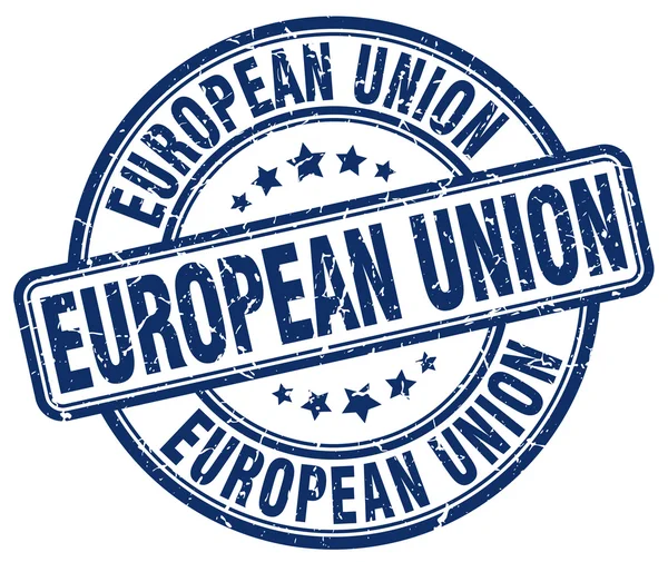 유럽 연합 블루 그런지 라운드 빈티지 고무 스탬프.유럽 연합 스탬프.유럽 연합 라운드 stamp.유럽 연합 그런지 스탬프.유럽 연합.유럽 연합 빈티지 스탬프. — 스톡 벡터