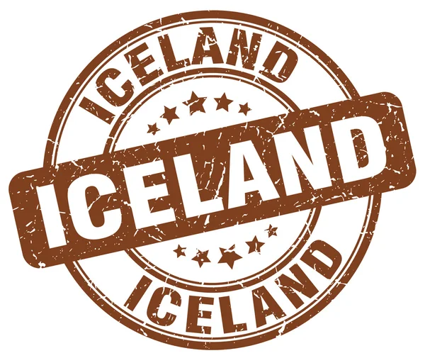アイスランドブラウングランジラウンドヴィンテージゴムスタンプ。アイスランドの切手アイスランドの丸切手。アイスランドグランジスタンプ。アイスランド.アイスランドヴィンテージスタンプ. — ストックベクタ