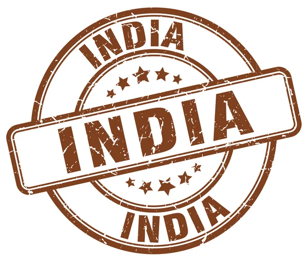 India brown grunge round vintage rubber stamp.India stamp.India round stamp.India grunge stamp.India.India vintage stamp. — ストックベクタ