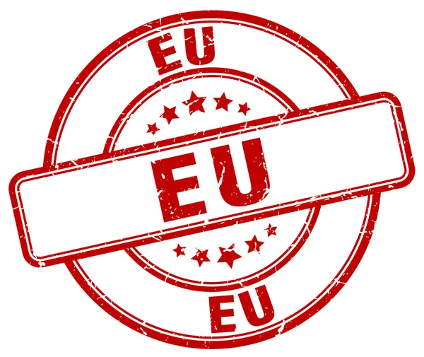 EU červená grunge kulaté starožitné stamp.eu stamp.eu kulaté stamp.eu grunge stamp.eu.eu starožitné razítko. — Stockový vektor