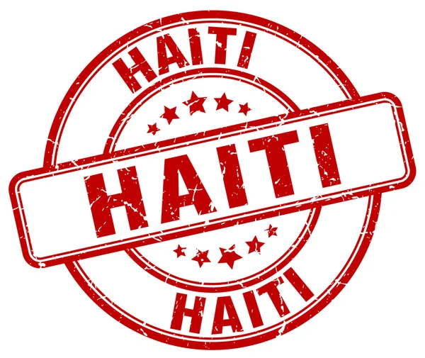 Haitský červený razítko. Na Haiti. Na Haiti kulaté razítko. Na Haiti se nachází razítko. Haiti. Značka Haiti. — Stockový vektor