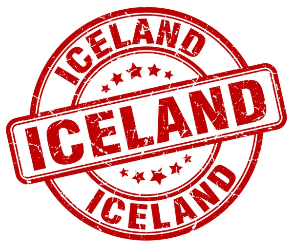 アイスランドの赤いグランジラウンドヴィンテージゴムスタンプ。アイスランドの切手アイスランドの丸切手。アイスランドグランジスタンプ。アイスランド.アイスランドヴィンテージスタンプ. — ストックベクタ