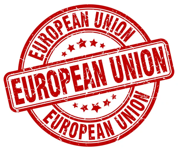Európai Unió piros grunge kerek Vintage gumibélyegző. az Európai Unió pecsétje. Európai Unió kerek bélyeg. Európai Unió grunge bélyeg. European Union. Vintage bélyeg. — Stock Vector