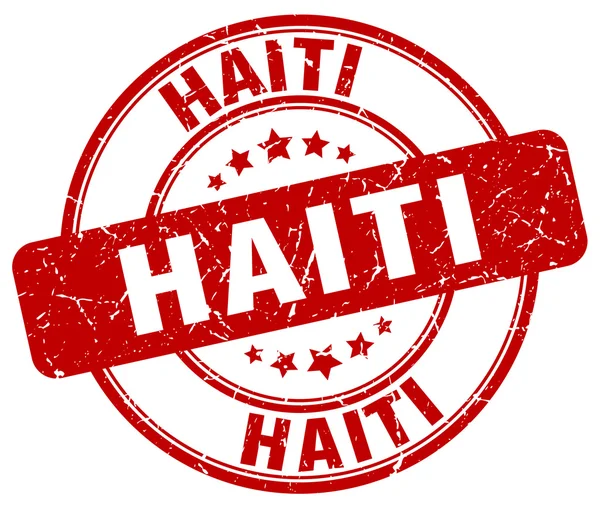 Haitský červený razítko. Na Haiti. Na Haiti kulaté razítko. Na Haiti se nachází razítko. Haiti. Značka Haiti. — Stockový vektor