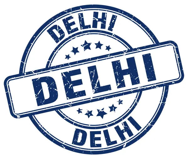 Delhi blauwe grunge ronde Vintage rubber stempel. Delhi stempel. Delhi ronde stempel. Delhi grunge stempel. Delhi. Delhi Vintage stempel. — Stockvector