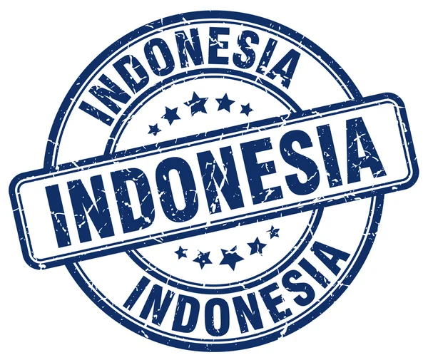 인도네시아 블루 그런 지 라운드 빈티지 고무 스탬프입니다. 인도네시아 스탬프. 인도네시아 라운드 스탬프입니다. 인도네시아 그런 지 스탬프입니다. 인도네시아.인도네시아 빈티지 스탬프. — 스톡 벡터