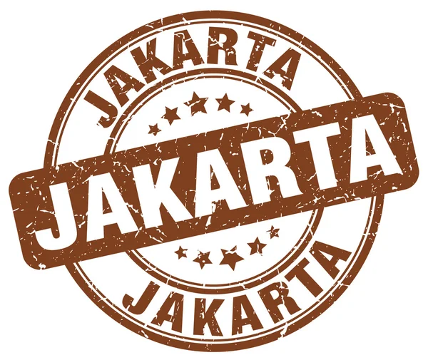 Jakarta hnědá chroumat po značkové gumové razítko. Razítko Jakarta. Kulaté razítko Jakarta. Razítko Jakarta grunge. Značka ročníku Jakarta. Jakarta. — Stockový vektor