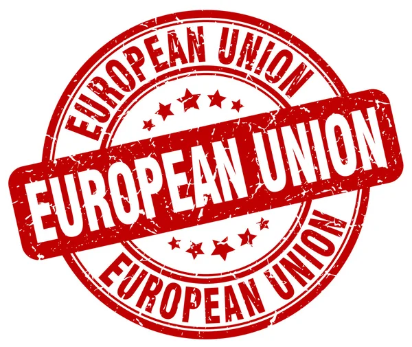 União europeia grunge vermelho redonda vintage rubber stamp.european union stamp.european union round stamp.european union grunge stamp.european union.european union vintage stamp . — Vetor de Stock