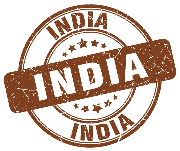 India brown grunge round vintage rubber stamp.India stamp.India round stamp.India grunge stamp.India.India vintage stamp. — стоковий вектор