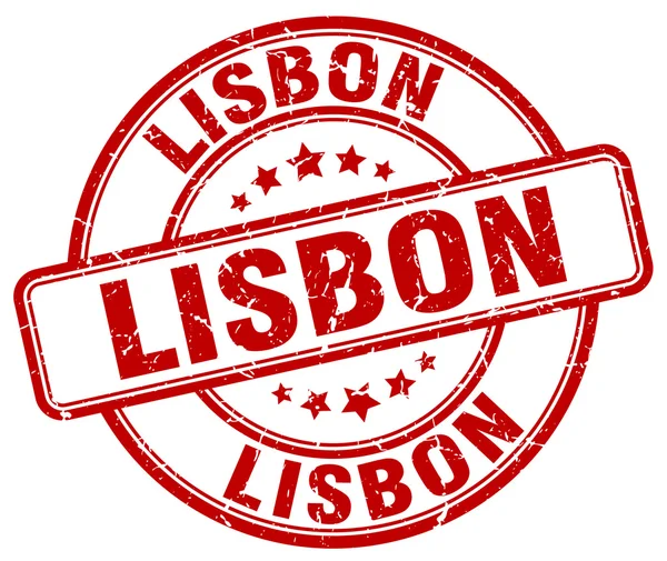 Lisbon red grunge round vintage rubber stamp.Lisbon stamp.Lisbon round stamp.Lisbon grunge stamp.Lisbon.Lisbon vintage stamp. — Stock Vector