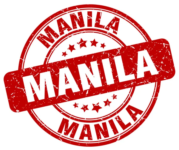 Manila piros grunge kerek Vintage gumibélyegző. Manila bélyegző. Manila kerek bélyeg. Manila grunge bélyeg. Manila. Manila Vintage bélyegző. — Stock Vector