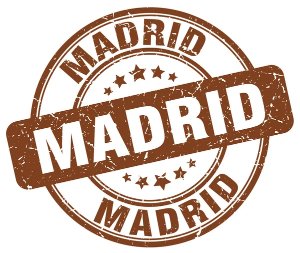 Madrid bruin grunge ronde Vintage rubber stempel. De stempel van Madrid. Madrid ronde stempel. Madrid grunge stempel. Madrid. Vintage stempel van Madrid. — Stockvector