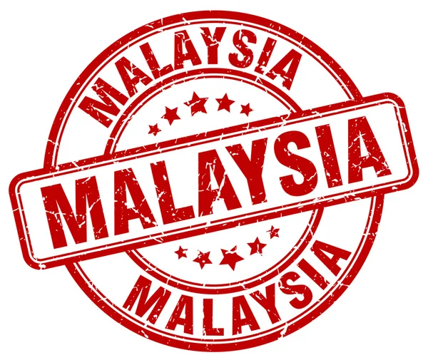 Malásia grunge vermelho redondo carimbo de borracha vintage Malásia carimbo redondo Malásia carimbo grunge Malásia carimbo vintage Malásia . — Vetor de Stock