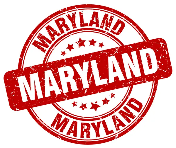 Timbre Maryland rouge grunge rond timbre en caoutchouc vintage. Timbre Maryland rond. Timbre Maryland grunge. Timbre Maryland vintage. . — Image vectorielle