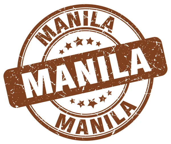 Manila brown grunge round vintage rubber stamp.Manila stamp.Manila round stamp.Manila grunge stamp.Manila.Manila vintage stamp. — 图库矢量图片