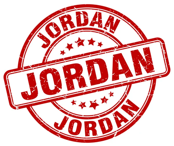 Jordan punainen grunge pyöreä vuosikerta kumi leima. Jordan stamp.Jordan pyöreä leima. Jordan grunge stamp.Jordan.Jordan vuosikerta leima . — vektorikuva